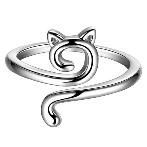 Tibetan Style Cuff Finger Ring, Cat, plated, adjustable & for woman, more colors for choice, US Ring Size:6-8, Sold By PC