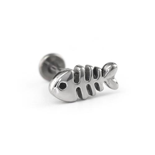 316L Stainless Steel Piercing Earring, Fish Bone, Unisex & different size for choice, Sold By PC