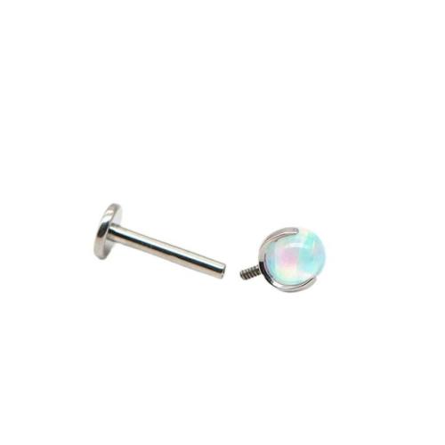 Titanium Alloy Lip Piercing Stud, with Opal, polished, Unisex & different size for choice & different styles for choice, Sold By PC