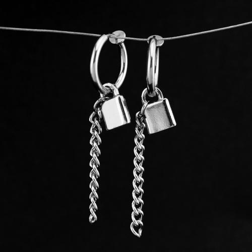 304 Stainless Steel Drop Earring, Lock, polished, fashion jewelry & Unisex, earring length 40-50mm, Sold By PC