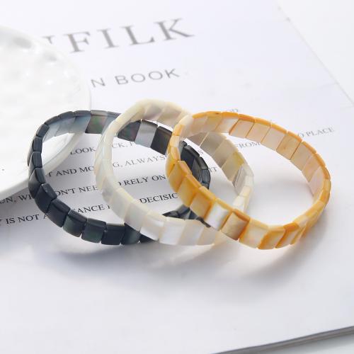 Shell Jewelry Bracelet, Black Lip Shell, with Yellow Lip Shell & White Lip Shell, Rectangle, fashion jewelry & Unisex, more colors for choice, 8x12mm, Approx 22PCs/Strand, Sold Per Approx 17 cm Strand