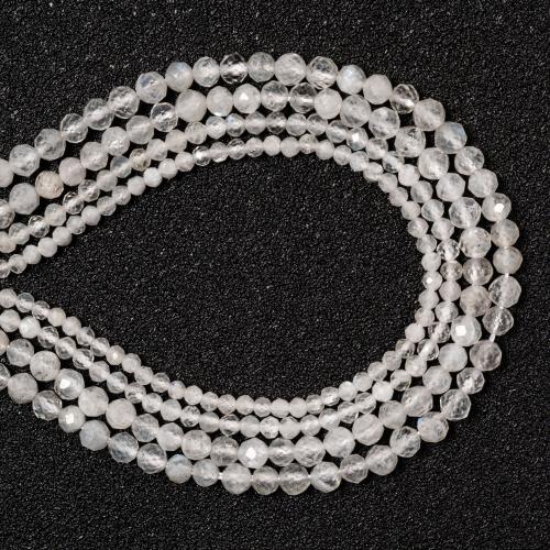 Natural Moonstone Beads, DIY & different size for choice & faceted, white, Sold By Strand