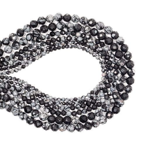 Natural Snowflake Obsidian Beads, DIY & different size for choice & faceted, white and black, Sold By Strand