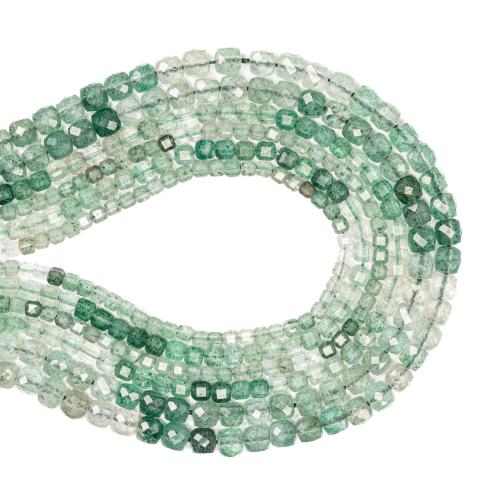 Natural Quartz Jewelry Beads, Strawberry Quartz, Square, DIY & different size for choice, green, Sold Per Approx 38 cm Strand