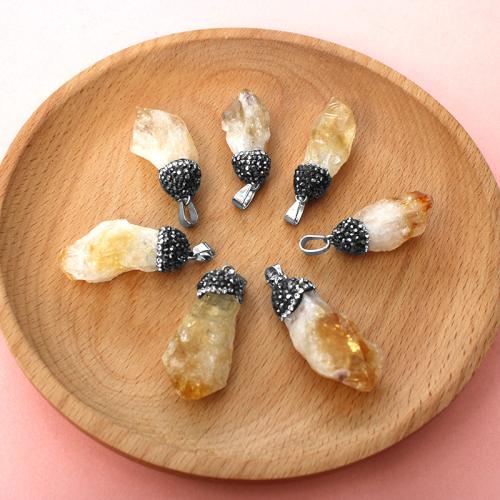 Quartz Gemstone Pendants, Citrine, plated, DIY, Sizeuff1a25-50mm, Sold By PC