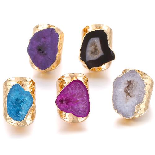 Agate Finger Ring, Brass, with Agate, gold color plated, Adjustable & for woman, more colors for choice, nickel, lead & cadmium free, inner diameter:17~20mm, Sold By PC