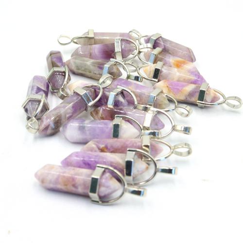 Quartz Gemstone Pendants, Amethyst, DIY, purple, 50mm, Sold By PC