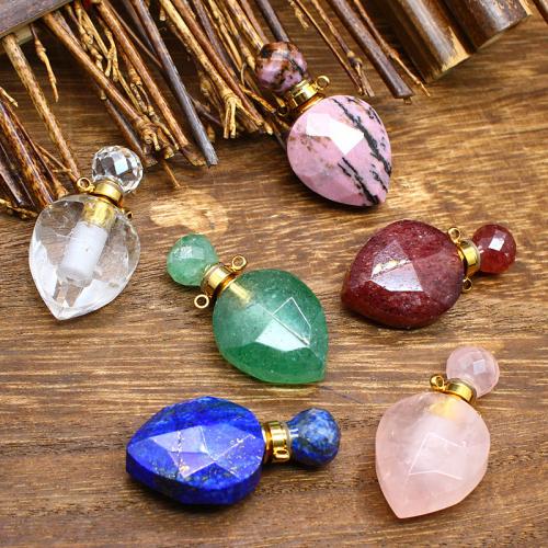 Natural Stone Perfume Bottle Pendant, DIY & different materials for choice, more colors for choice, 19x37mm, Sold By PC