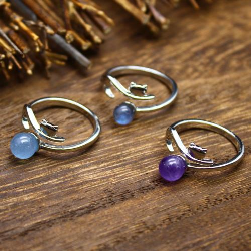 Natural Gemstone Finger Ring, Tibetan Style, with Natural Stone, silver color plated, different materials for choice & for woman, more colors for choice, nickel, lead & cadmium free, 20x10mm, Sold By PC