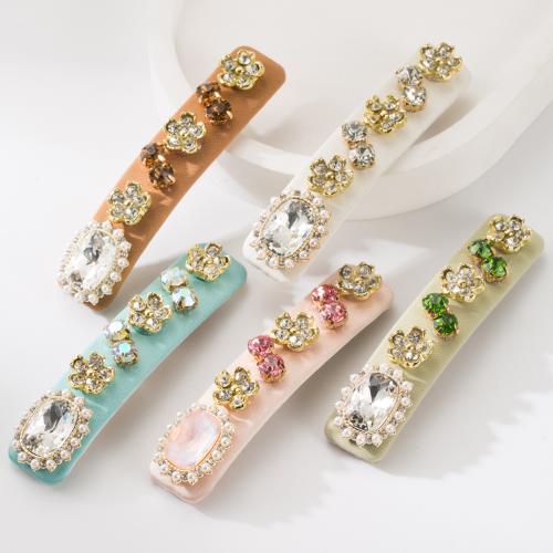 Hair Slide, Tibetan Style, plated, fashion jewelry & with rhinestone, more colors for choice, nickel, lead & cadmium free, 80x20mm, Sold By PC