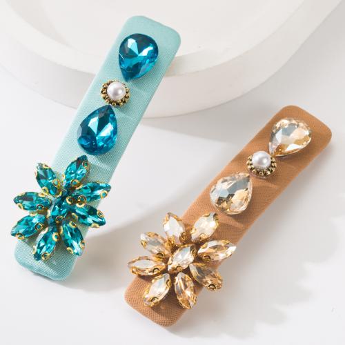 Hair Slide, Cloth, with Tibetan Style, fashion jewelry & with rhinestone, more colors for choice, Sold By PC