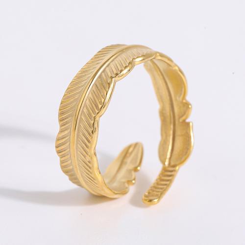 Anillo de dedo de acero inoxidable, acero inoxidable 304, Pluma, pulido, Joyería & para mujer, más colores para la opción, tamaño:7, Vendido por UD