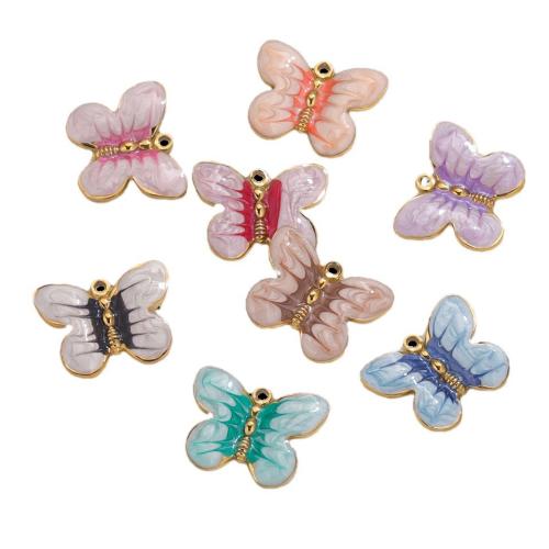 Stainless Steel Animal Pendants, 304 Stainless Steel, Butterfly, gold color plated, DIY & enamel, more colors for choice, 5PCs/Bag, Sold By Bag