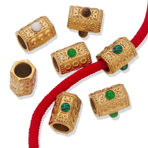 Stainless Steel Tube Beads, 304 Stainless Steel, gold color plated, DIY & different materials for choice, 2PCs/Bag, Sold By Bag