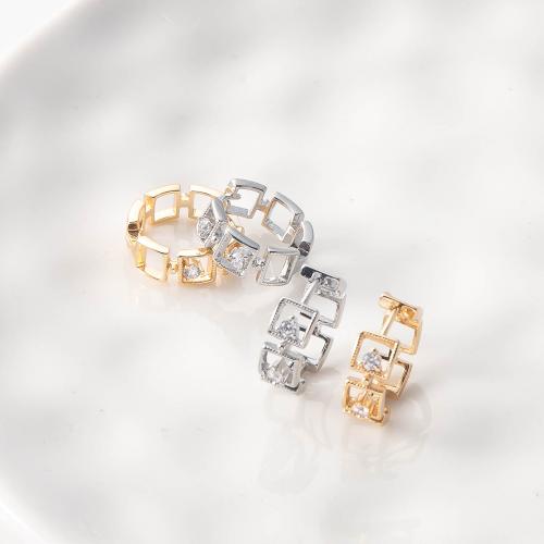 Boucles d'oreilles en laiton zircon cubique pavent, moulage sous pression, pavé de micro zircon & pour femme, plus de couleurs à choisir, protéger l'environnement, sans nickel, plomb et cadmium, 15.60x4.81x13.60mm, 10pairescouple/sac, Vendu par sac