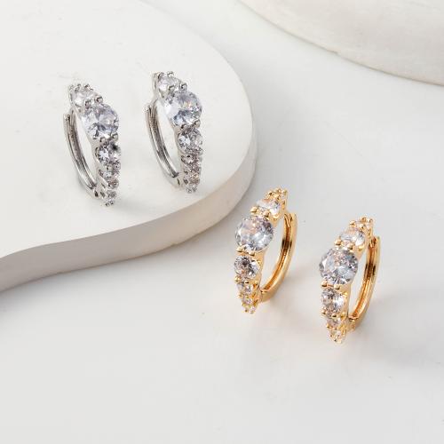 Boucles d'oreilles en laiton zircon cubique pavent, moulage sous pression, pavé de micro zircon & pour femme, plus de couleurs à choisir, protéger l'environnement, sans nickel, plomb et cadmium, 20x6x19.86mm, 10pairescouple/sac, Vendu par sac