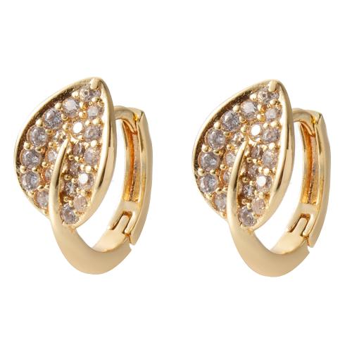 Cubic Zirconia Micro Pave Brass Earring, die-casting, micro pave cubic zirconia & for woman, more colors for choice, nickel, lead & cadmium free, 13.50x7.80x14mm, 10Pairs/Bag, Sold By Bag