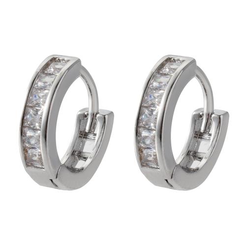 Boucles d'oreilles en laiton zircon cubique pavent, moulage sous pression, pavé de micro zircon & pour femme, plus de couleurs à choisir, protéger l'environnement, sans nickel, plomb et cadmium, 11.20x3x10.60mm, 10pairescouple/sac, Vendu par sac