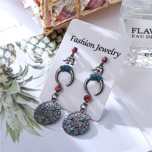 Stainless Steel Drop Earring, 304 Stainless Steel, Vacuum Ion Plating, for woman & with rhinestone, 3Pairs/Set, Sold By Set