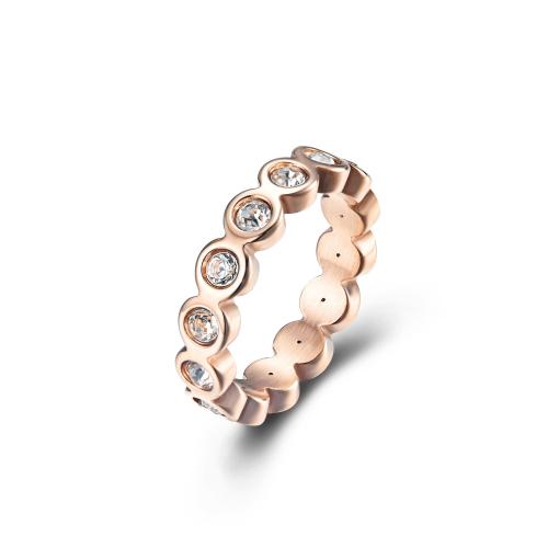 Anillo de dedo del acero inoxidable del Zirconia cúbico, acero inoxidable 304, con cúbica circonia, para mujer, Vendido por UD