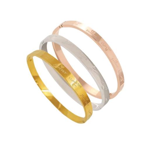 Titanium Steel Bangle, plated, fashion jewelry & with letter pattern & for woman, more colors for choice, Inner Diameter:Approx 60mm, Sold By PC