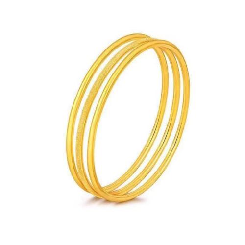 Partículas de acero Brazalete, chapado en color dorado, tres capas & para mujer & hueco, diámetro interior:aproximado 60mm, Vendido por UD