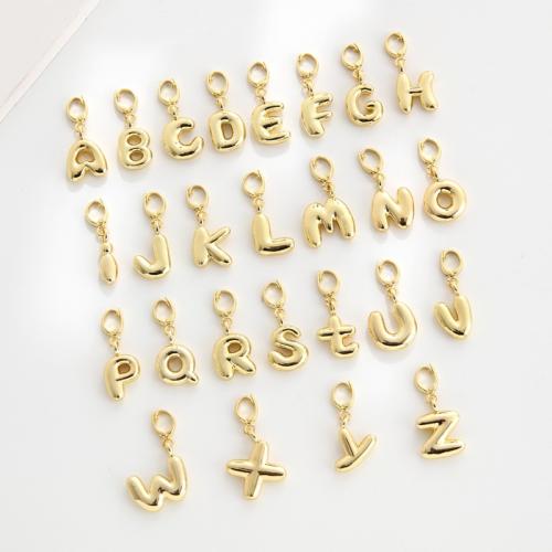 Bijoux pendentifs en laiton, Lettre d’alphabet, Placage de couleur d'or, DIY & styles différents pour le choix, 13x30mm, Vendu par PC