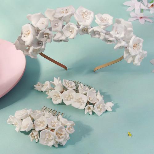 Polyester Wedding Set, Hair Band & hair comb, with Plastic Pearl & Tibetan Style & Acrylic, Flower, plated, fashion jewelry & different styles for choice & for woman, more colors for choice, Sold By PC