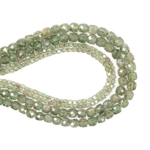 Gemstone Jewelry Beads, Apatites, Cube, DIY & different size for choice & faceted, green, Sold Per Approx 38 cm Strand