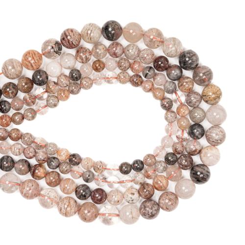 Quartz naturel bijoux perles, quartz fantôme, Rond, DIY & normes différentes pour le choix, couleurs mélangées, Vendu par Environ 38 cm brin