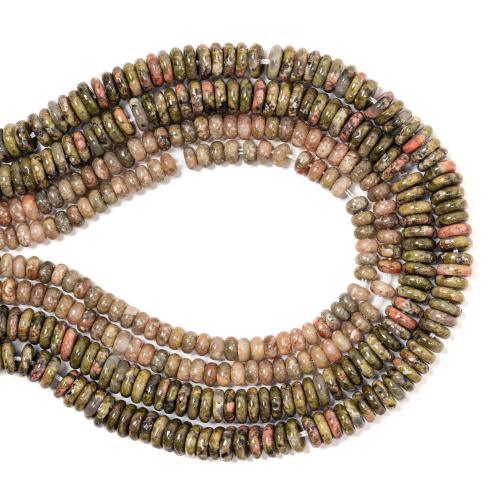 Natural Unakite Beads, Flat Round, DIY & different size for choice, mixed colors, Sold Per Approx 38 cm Strand