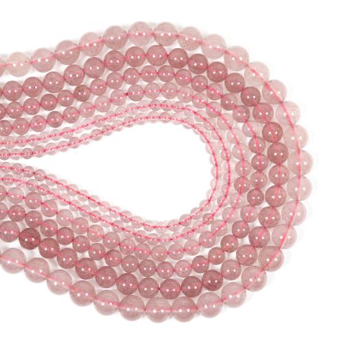 Natural Quartz Jewelry Beads, Strawberry Quartz, Round, DIY & different size for choice, pink, Sold By Strand