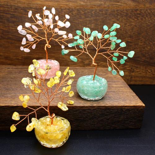 Rich Tree Decoration, Brass, with Natural Stone, plated, for home and office & different materials for choice, more colors for choice, nickel, lead & cadmium free, 390x50mm, Sold By PC