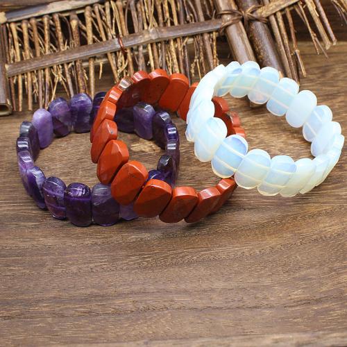 Pierre naturelle bracelet, différents matériaux pour le choix & unisexe, plus de couleurs à choisir, protéger l'environnement, sans nickel, plomb et cadmium, 21x11mm, Longueur:18 cm, Vendu par PC