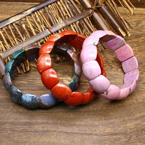 Pierre naturelle bracelet, différents matériaux pour le choix & unisexe, plus de couleurs à choisir, protéger l'environnement, sans nickel, plomb et cadmium, 21x11mm, Longueur:18 cm, Vendu par PC