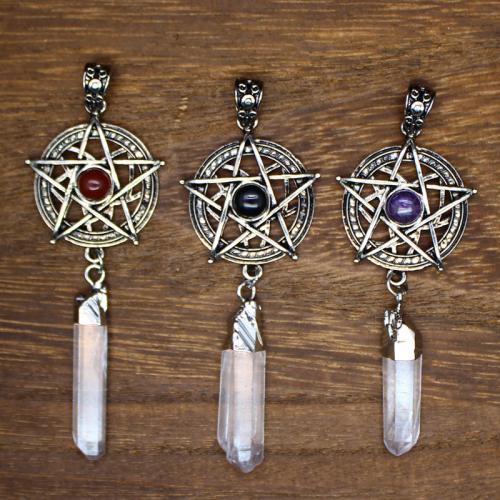 Gemstone Pendants Jewelry, Brass, with Natural Stone, Star, plated, DIY & different materials for choice, more colors for choice, nickel, lead & cadmium free, Sold By PC