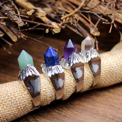 Natural Gemstone Finger Ring, Natural Stone, with Brass, different materials for choice & Unisex, more colors for choice, nickel, lead & cadmium free, 19x8mm, Sold By PC