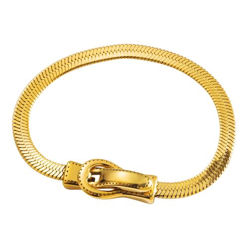 Pulsera de acero de titanio, Partículas de acero, chapado en color dorado, Joyería & diferentes patrones para la opción, dorado, Diameter:14cm, Vendido por UD