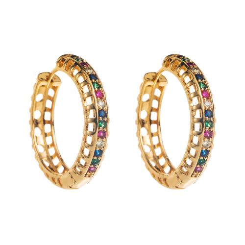 Boucles d'oreilles en laiton zircon cubique pavent, Placage de couleur d'or, bijoux de mode & pavé de micro zircon, plus de couleurs à choisir, protéger l'environnement, sans nickel, plomb et cadmium, Vendu par paire