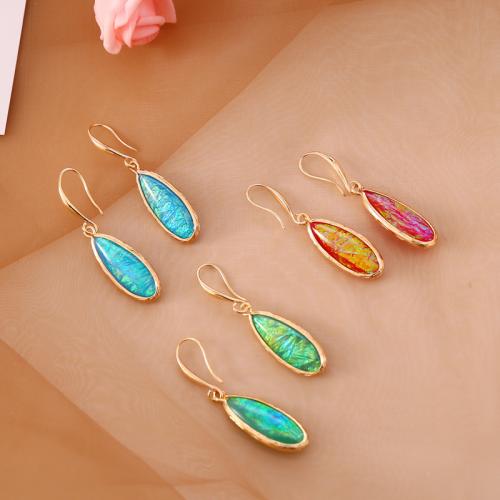 Resin Earring, Tibetan Style, with Resin, gold color plated, fashion jewelry & for woman, more colors for choice, Sold By Pair