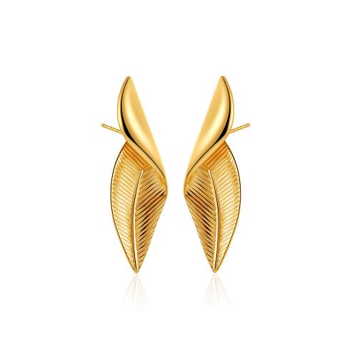 Brass Stud Earring, Leaf, 18K gold plated, fashion jewelry & for woman, Sold By Pair