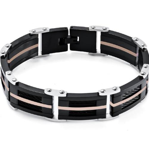 Stainless Steel Jewelry Bracelet, 304 Stainless Steel, Vacuum Ion Plating, for man, more colors for choice, 220mm, Sold By PC