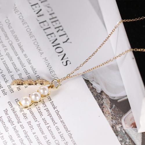 Stainless Steel Jewelry Necklace, 304 Stainless Steel, with Plastic Pearl, Vacuum Ion Plating, micro pave cubic zirconia & for woman, more colors for choice, Length:21-50 cm, Sold By PC