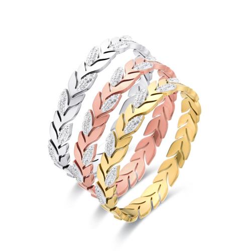 304 Stainless Steel Bangle, Vacuum Ion Plating, DIY & micro pave cubic zirconia, more colors for choice, Sold By PC