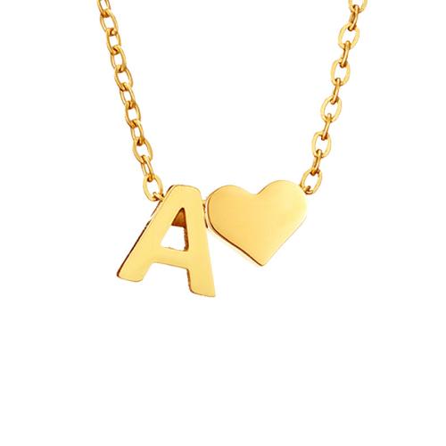 304 Stainless Steel Necklace, Alphabet Letter, plated, different styles for choice & for woman, Length:Approx 17.7 Inch, Sold By PC