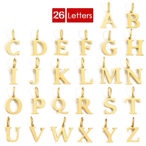 Pendentifs en acier inoxydable Lettre, Acier inoxydable 304, Lettre d’alphabet, Placage, DIY & styles différents pour le choix, Vendu par PC