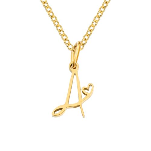 Acier inoxydable 304 collier, avec 3.15inch chaînes de rallonge, Lettre d’alphabet, Placage, chaîne ovale & styles différents pour le choix & pour femme, Longueur:Environ 16.5 pouce, Vendu par PC