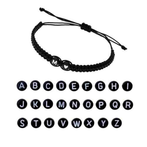 Acrílico Pulsera, con cordón poliéster, Carta del alfabeto, unisexo & trenzado & diferentes estilos para la opción, longitud:aproximado 6.3-11.8 Inch, Vendido por UD