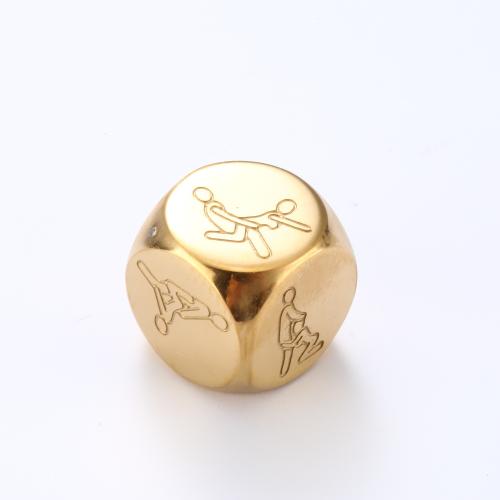 Dice for games, 304 Stainless Steel, gold color plated, Unisex & different size for choice & different styles for choice, Sold By PC