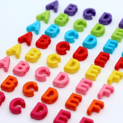 Alphabet Acrylic Beads, Alphabet Letter, painted, mixed pattern & DIY, more colors for choice, 10mm, 100PCs/Bag, Sold By Bag